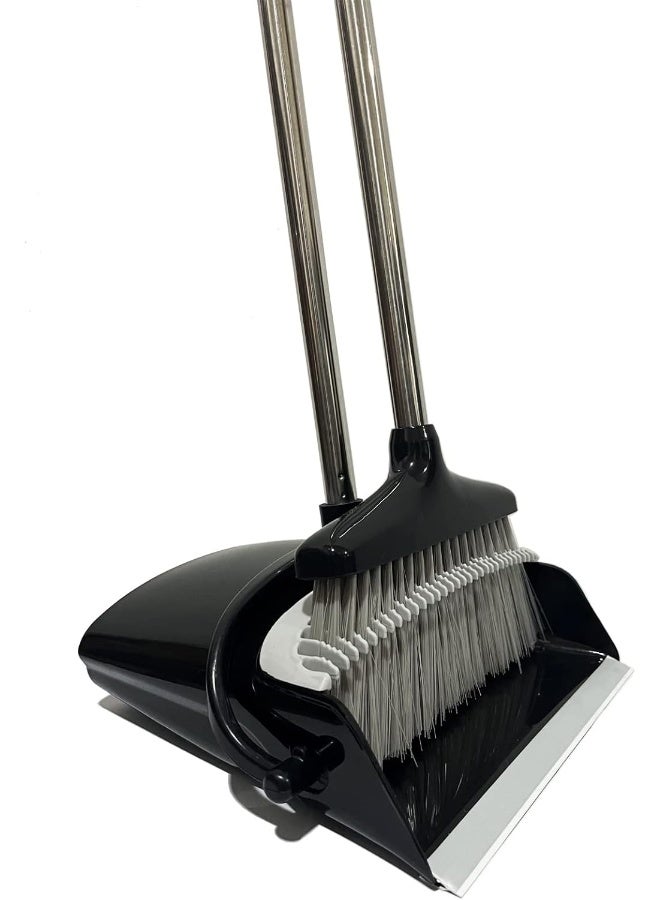 Xifando Extendable Long Handle Broom and Dustpan Set, Stainless Lightweight Upright Standing Broom and Dustpan Combo for Kitchen Lobby Office Living Room Household Indoor or Outside - Image 1